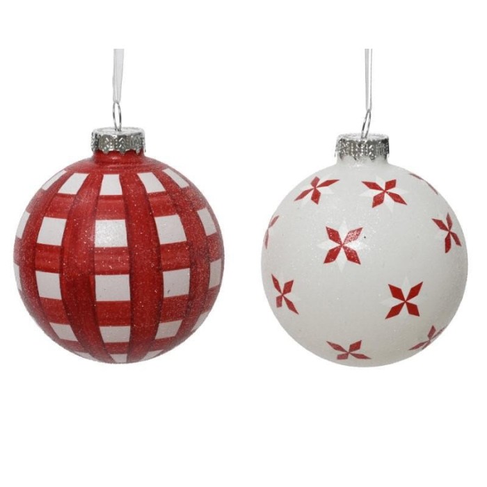 SFERA VETRO 2 DECORI RED-WHITE
